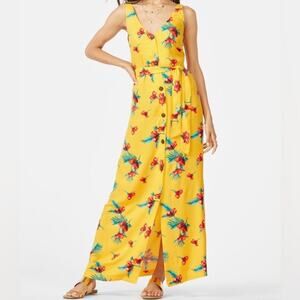 JustFab Floral Freesia Multi Button-front Maxi Dress XS NEW